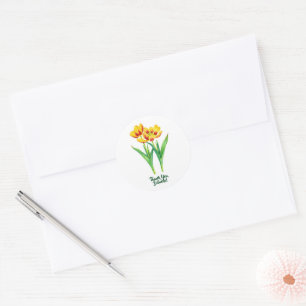 Yellow and Red Tulips Classic Round Sticker