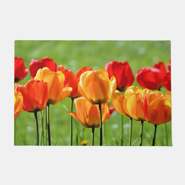Yellow And Red Tulips Doormat (Front)