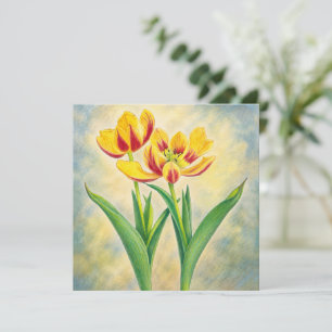 Yellow and Red Tulips Flat Card