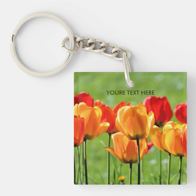 Yellow And Red Tulips Key Ring (Front)