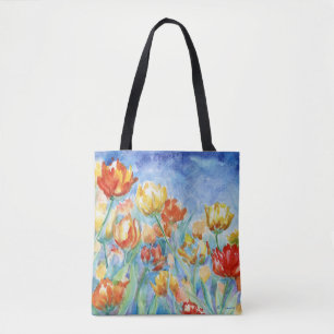 Yellow and Red Tulips Shoulder Tote Bag
