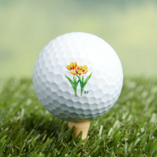 Yellow And Red Tulips With Text Golf Balls