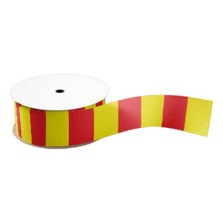 Yellow and Red Vertical Stripes Grosgrain Ribbon