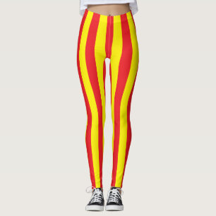 Yellow and Red Vertical Stripes Leggings