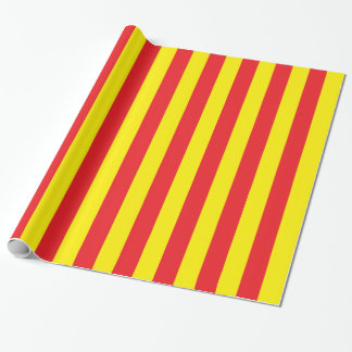 Yellow and Red Vertical Stripes Wrapping Paper