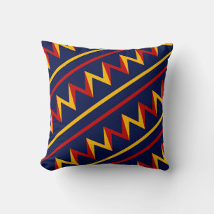 Yellow and Red Zig Zag Racing Background Cushion