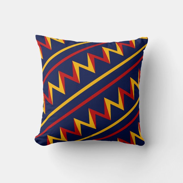 Yellow and Red Zig Zag Racing Background Cushion (Front)