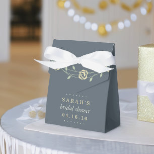 Yellow and Sage Green Floral Wreath Bridal Shower Favour Box