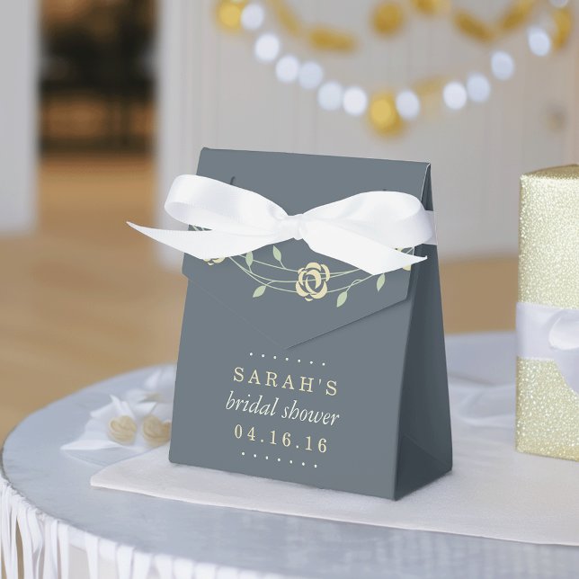 Yellow and Sage Green Floral Wreath Bridal Shower Favour Box (Creator Uploaded)