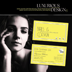 Yellow and Silver Frame with Noble Diamonds & Logo Business Card
