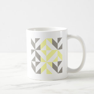 Yellow and Silver Geometric ZigZag Coffee Mug