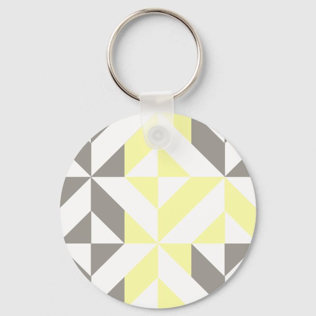 Yellow and Silver Geometric ZigZag Key Ring (Front)