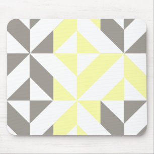 Yellow and Silver Geometric ZigZag Mouse Pad