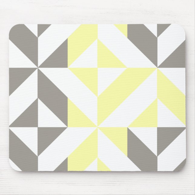 Yellow and Silver Geometric ZigZag Mouse Pad (Front)