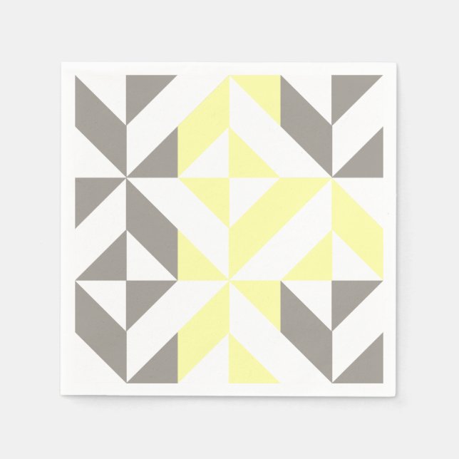 Yellow and Silver Geometric ZigZag Napkin (Front)