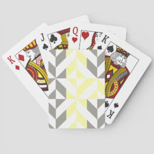 Yellow and Silver Geometric ZigZag Playing Cards