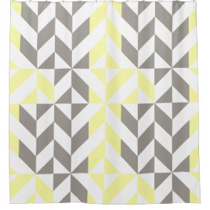 Yellow and Silver Geometric ZigZag Shower Curtain