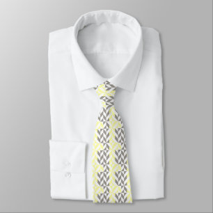 Yellow and Silver Geometric ZigZag Tie