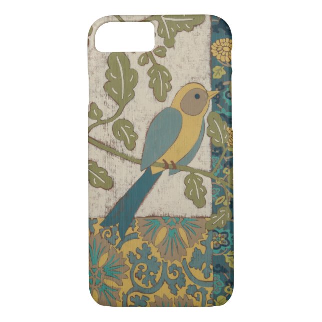 Yellow and Teal Blue Bird Perched on a  Branch Case-Mate iPhone Case (Back)