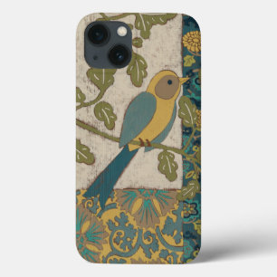 Yellow and Teal Blue Bird Perched on a  Branch iPhone 13 Case