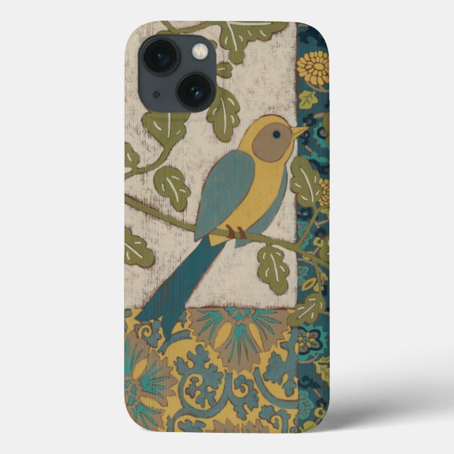 Yellow and Teal Blue Bird Perched on a  Branch Case-Mate iPhone Case (Back)