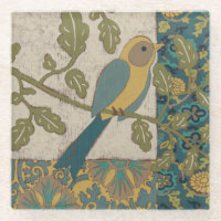 Yellow and Teal Blue Bird Perched on a Branch