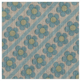 Yellow and Teal Flowers Fabric