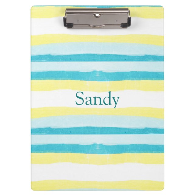 Yellow and Teal Personalised Name Clipboard (Front)