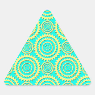 Yellow and Turquoise Geometric Circles Pattern Triangle Sticker