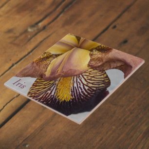 Yellow and Violet Beardless Iris Floral Ceramic Tile