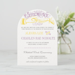 Yellow and Violet Vintage Gatsby Typography Invitation