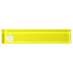Yellow and White Apple Nameplate