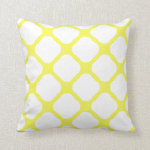 Yellow and White Art Deco Pattern Cushion