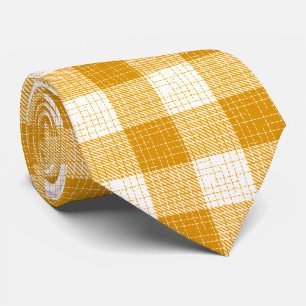 Yellow and White Bold Checkered Plaid Design  Tie
