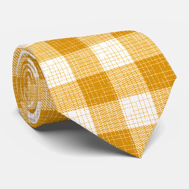 Yellow and White Bold Checkered Plaid Design  Tie (Creator Uploaded)