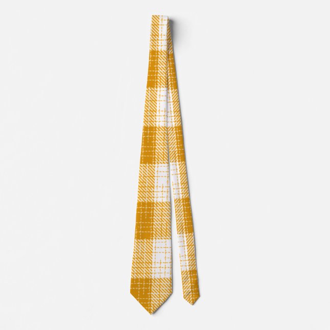 Yellow and White Bold Checkered Plaid Design  Tie (Front)