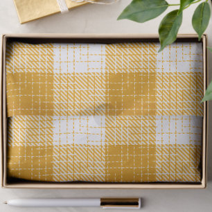 Yellow and White Bold Checkered Plaid Design  Tissue Paper