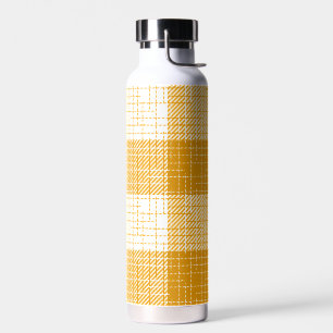 Yellow and White Bold Checkered Plaid Design  Water Bottle