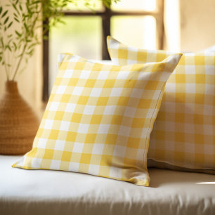 Yellow and White Buffalo Plaid Cushion