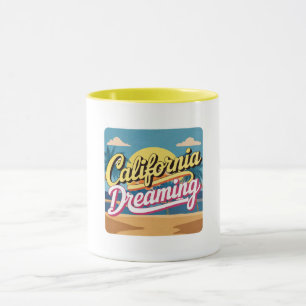 Yellow and White California Dreaming Mug