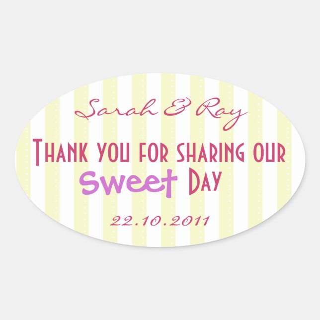 Yellow and white Candy stripe love sticker (Front)