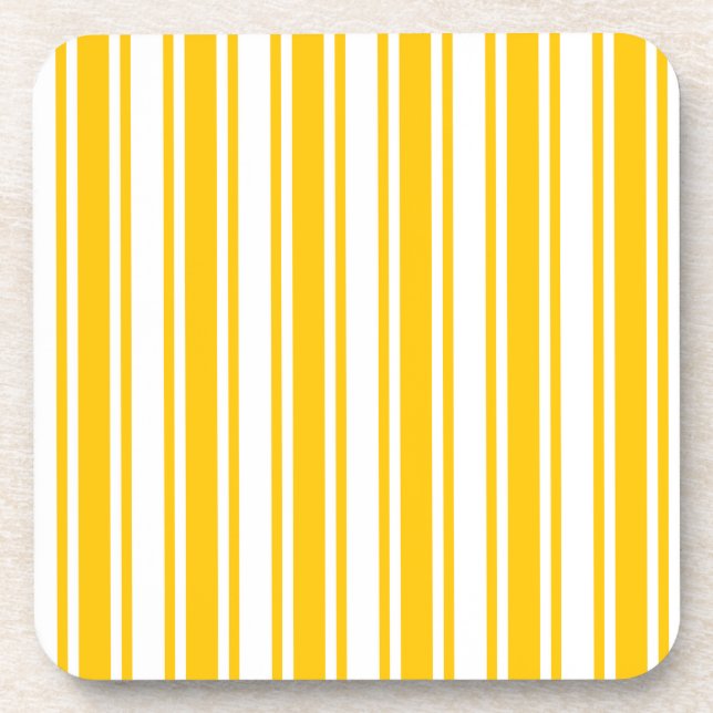 Yellow and white candy stripes coaster (Front)