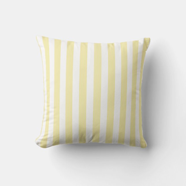 Yellow and white candy stripes cushion (Front)
