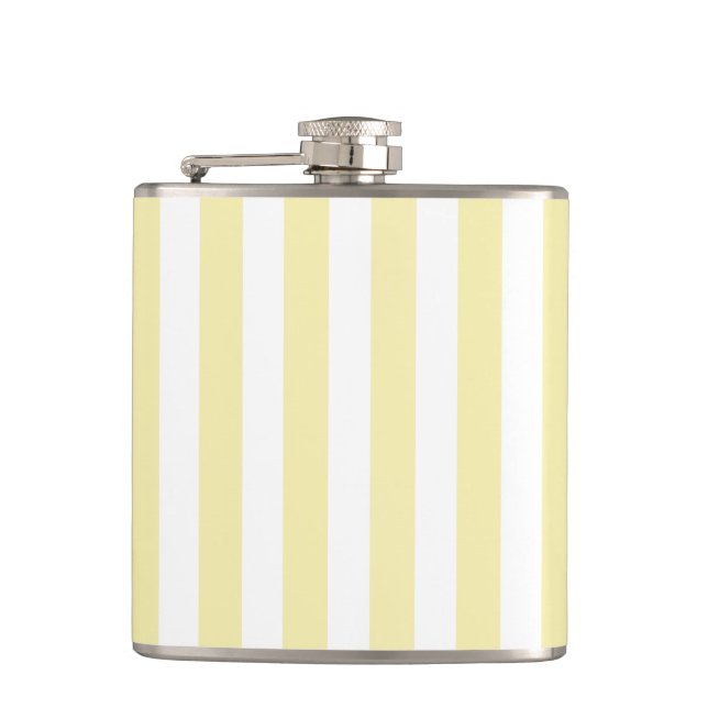 Yellow and white candy stripes hip flask (Front)