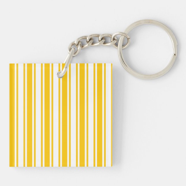 Yellow and white candy stripes key ring (Back)