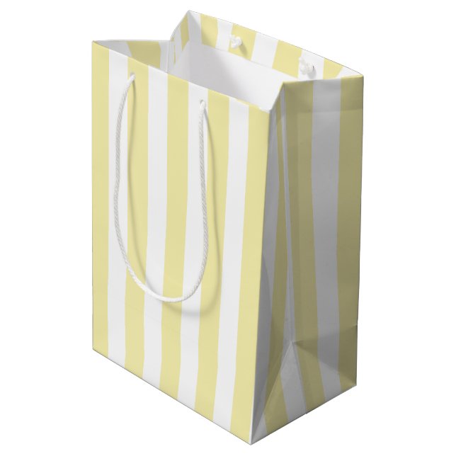 Yellow and white candy stripes medium gift bag (Back Angled)