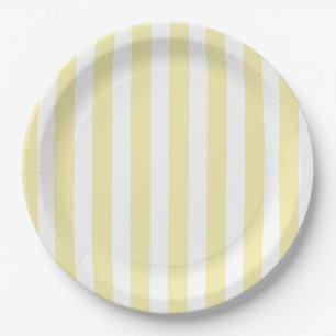 Yellow and white candy stripes paper plate