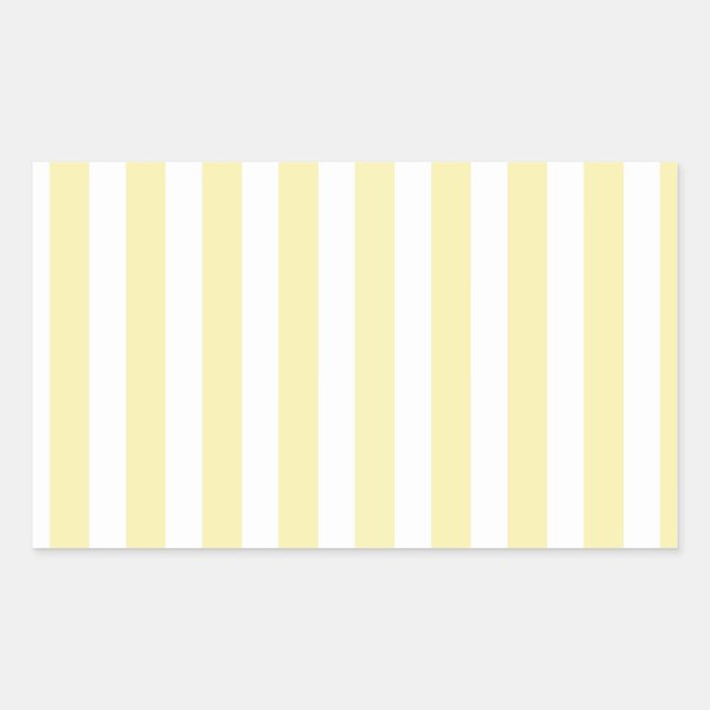 Yellow and white candy stripes rectangular sticker (Front)
