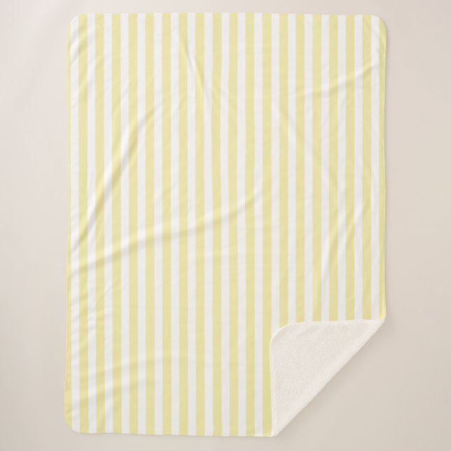 Yellow and white candy stripes sherpa blanket (Front)