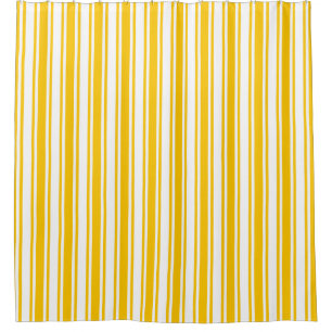 Yellow and white candy stripes shower curtain